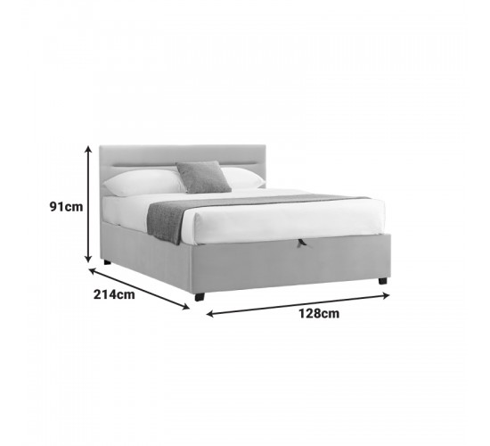Κρεβάτι Molito βελούδο σε γκρι απόχρωση με αποθηκευτικό χώρο120x200εκ Υλικό: velvet 006-000056