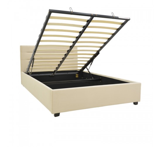 Κρεβάτι Molito βελούδο σε εκρού απόχρωση με αποθηκευτικό χώρο120x200εκ Υλικό: velvet 006-000058