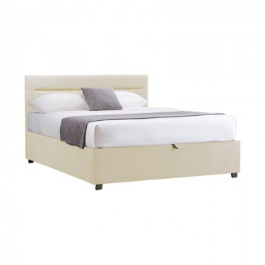 Κρεβάτι Molito βελούδο σε εκρού απόχρωση με αποθηκευτικό χώρο120x200εκ Υλικό: velvet 006-000058