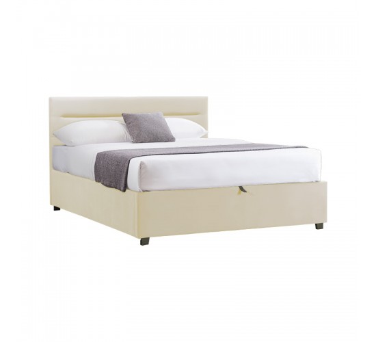 Κρεβάτι Molito βελούδο σε εκρού απόχρωση με αποθηκευτικό χώρο120x200εκ Υλικό: velvet 006-000058