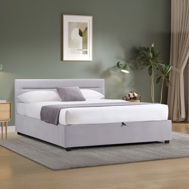 Κρεβάτι Molito βελούδο σε γκρι απόχρωση με αποθηκευτικό χώρο150x200εκ Υλικό: velvet 006-000059