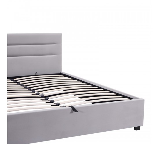 Κρεβάτι Molito βελούδο σε γκρι απόχρωση με αποθηκευτικό χώρο150x200εκ Υλικό: velvet 006-000059