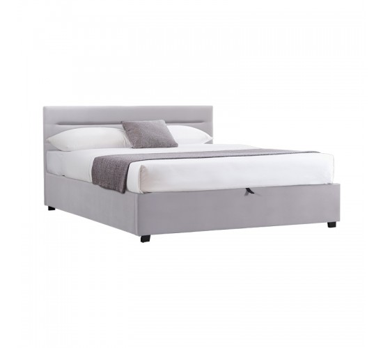 Κρεβάτι Molito βελούδο σε γκρι απόχρωση με αποθηκευτικό χώρο150x200εκ Υλικό: velvet 006-000059