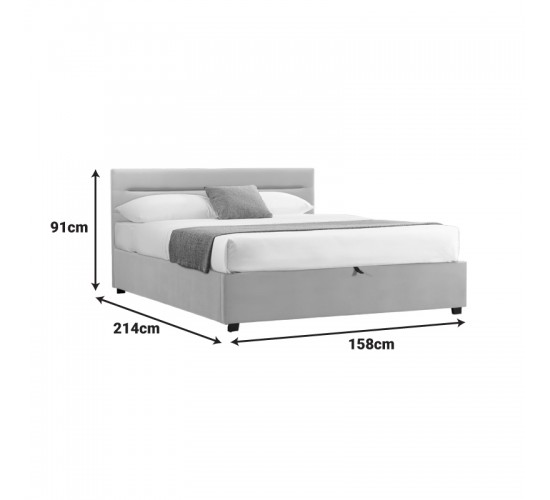 Κρεβάτι Molito βελούδο σε γκρι απόχρωση με αποθηκευτικό χώρο150x200εκ Υλικό: velvet 006-000059