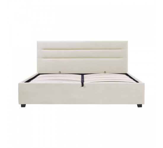 Κρεβάτι Molito βελούδο σε εκρού απόχρωση με αποθηκευτικό χώρο150x200εκ Υλικό: velvet 006-000061