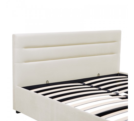 Κρεβάτι Molito βελούδο σε εκρού απόχρωση με αποθηκευτικό χώρο150x200εκ Υλικό: velvet 006-000061