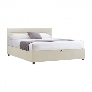 Κρεβάτι Molito βελούδο σε εκρού απόχρωση με αποθηκευτικό χώρο150x200εκ Υλικό: velvet 006-000061
