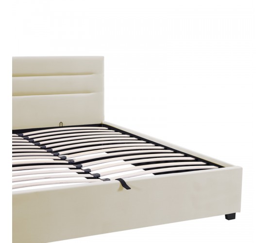 Κρεβάτι Molito βελούδο σε εκρού απόχρωση με αποθηκευτικό χώρο150x200εκ Υλικό: velvet 006-000061