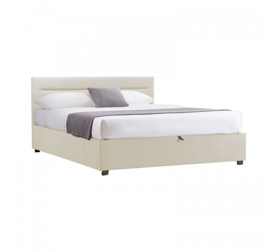 Κρεβάτι Molito βελούδο σε εκρού απόχρωση με αποθηκευτικό χώρο150x200εκ Υλικό: velvet 006-000061