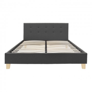 Κρεβάτι Mago ύφασμα σε ανθρακί απόχρωση με ξύλινο πόδι 160x200εκ Υλικό: FABRIC POLYESTER - PLYWOOD - NATUAL WOOD LEG 006-000062