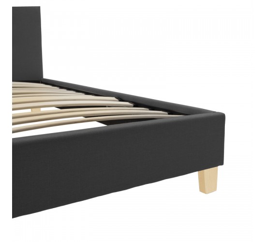 Κρεβάτι Mago ύφασμα σε ανθρακί απόχρωση με ξύλινο πόδι 160x200εκ Υλικό: FABRIC POLYESTER - PLYWOOD - NATUAL WOOD LEG 006-000062