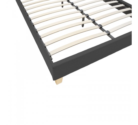 Κρεβάτι Mago ύφασμα σε ανθρακί απόχρωση με ξύλινο πόδι 160x200εκ Υλικό: FABRIC POLYESTER - PLYWOOD - NATUAL WOOD LEG 006-000062