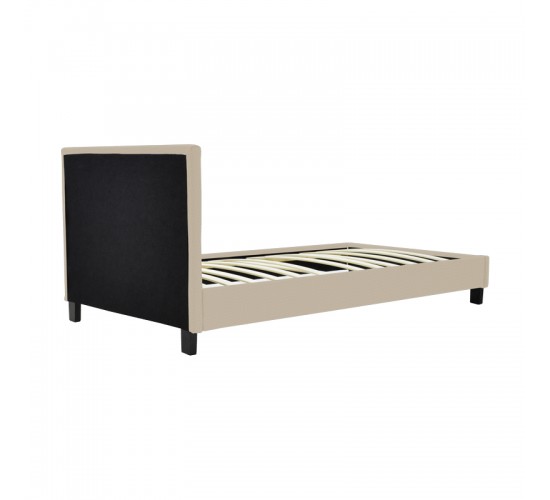 Κρεβάτι Nevil ύφασμα εκρού με ξύλινο μαύρο πόδι 90x190εκ Υλικό: POLYESTER FABRIC - PLYWOOD 006-000065