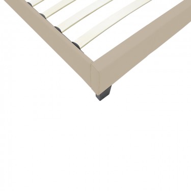 Κρεβάτι Nevil ύφασμα εκρού με ξύλινο μαύρο πόδι 90x190εκ Υλικό: POLYESTER FABRIC - PLYWOOD 006-000065