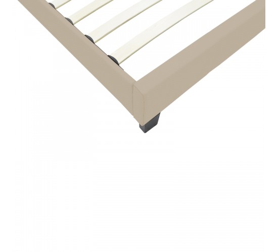 Κρεβάτι Nevil ύφασμα εκρού με ξύλινο μαύρο πόδι 90x190εκ Υλικό: POLYESTER FABRIC - PLYWOOD 006-000065