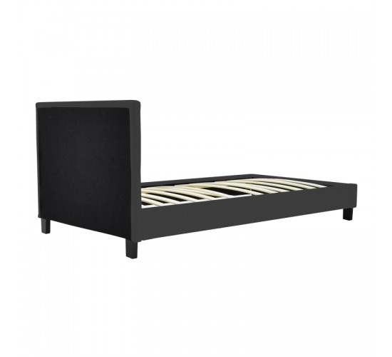 Κρεβάτι Nevil ύφασμα ανθρακί με ξύλινο μαύρο πόδι 90x190εκ Υλικό: POLYESTER FABRIC - PLYWOOD 006-000066