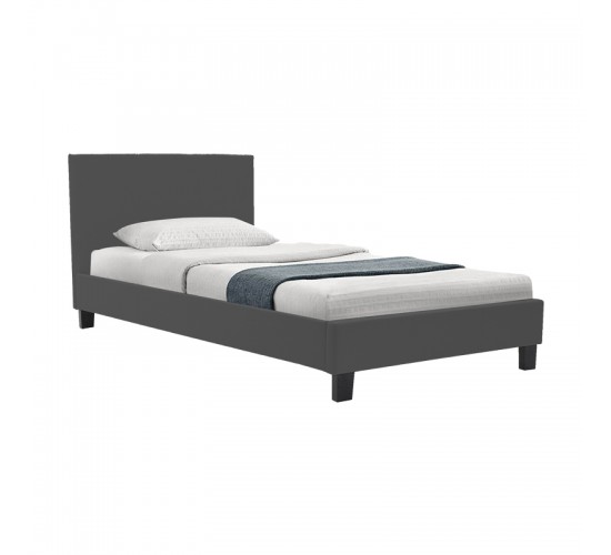 Κρεβάτι Nevil ύφασμα ανθρακί με ξύλινο μαύρο πόδι 90x190εκ Υλικό: POLYESTER FABRIC - PLYWOOD 006-000066