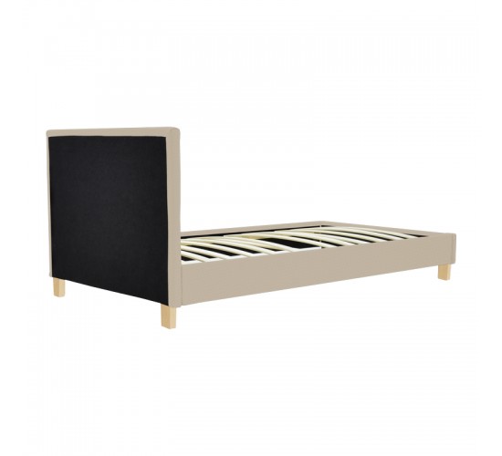 Κρεβάτι Nevil ύφασμα εκρού με ξύλινο πόδι σε φυσική απόχρωση 90x190εκ Υλικό: POLYESTER FABRIC - PLYWOOD 006-000067