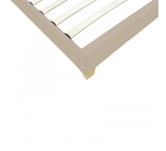 Κρεβάτι Nevil ύφασμα εκρού με ξύλινο πόδι σε φυσική απόχρωση 90x190εκ Υλικό: POLYESTER FABRIC - PLYWOOD 006-000067