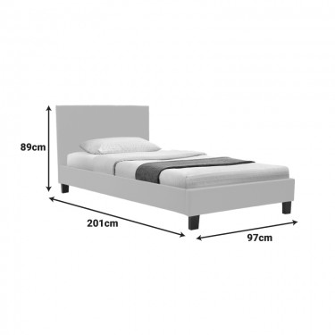 Κρεβάτι Nevil ύφασμα εκρού με ξύλινο πόδι σε φυσική απόχρωση 90x190εκ Υλικό: POLYESTER FABRIC - PLYWOOD 006-000067