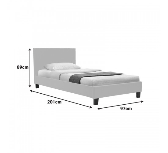 Κρεβάτι Nevil ύφασμα εκρού με ξύλινο πόδι σε φυσική απόχρωση 90x190εκ Υλικό: POLYESTER FABRIC - PLYWOOD 006-000067