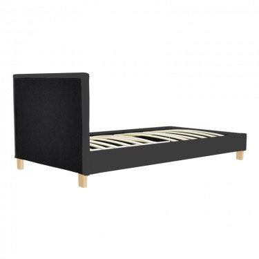 Κρεβάτι Nevil ύφασμα ανθρακί με ξύλινο πόδι σε φυσική απόχρωση 90x190εκ Υλικό: POLYESTER FABRIC - PLYWOOD 006-000068