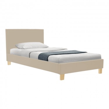 Κρεβάτι Nevil ύφασμα εκρού με ξύλινο πόδι σε φυσική απόχρωση 100x200εκ Υλικό: POLYESTER FABRIC - PLYWOOD 006-000069