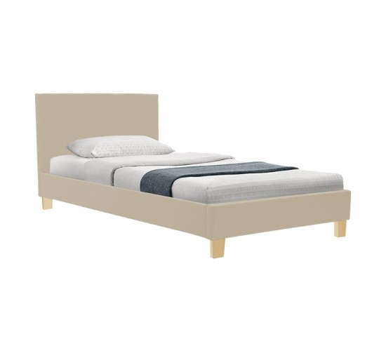 Κρεβάτι Nevil ύφασμα εκρού με ξύλινο πόδι σε φυσική απόχρωση 100x200εκ Υλικό: POLYESTER FABRIC - PLYWOOD 006-000069