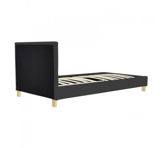 Κρεβάτι Nevil ύφασμα ανθρακί με ξύλινο πόδι σε φυσική απόχρωση 100x200εκ Υλικό: POLYESTER FABRIC - PLYWOOD 006-000070