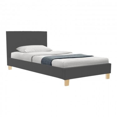 Κρεβάτι Nevil ύφασμα ανθρακί με ξύλινο πόδι σε φυσική απόχρωση 100x200εκ Υλικό: POLYESTER FABRIC - PLYWOOD 006-000070