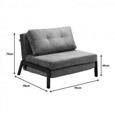Πολυθρόνα-κρεβάτι Fancy βελούδο σε ανθρακί απόχρωση και πόδι μαύρο μέταλλο 95x98x70εκ Υλικό: VELVET - SPONGE - METAL 024-000040