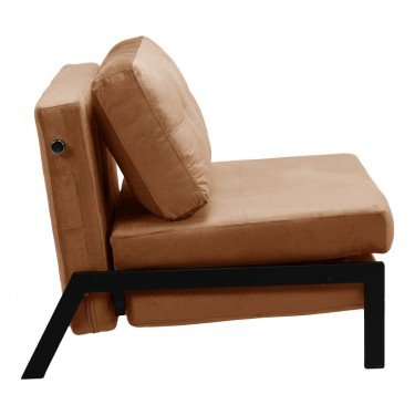 Πολυθρόνα-κρεβάτι Fancy βελούδο σε σάπιο μήλο απόχρωση και πόδι μαύρο μέταλλο 95x98x70εκ Υλικό: VELVET - SPONGE - METAL 024-000041