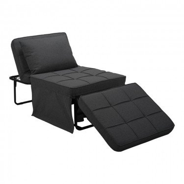 Σκαμπό-κρεβάτι Grejio ύφασμα σε ανθρακί απόχρωση κα πόδι μαύρο μέταλλο 70x70x45εκ Υλικό: FABRIC - SPONGE - METAL 024-000046