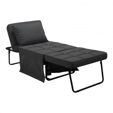 Σκαμπό-κρεβάτι Grejio ύφασμα σε ανθρακί απόχρωση κα πόδι μαύρο μέταλλο 70x70x45εκ Υλικό: FABRIC - SPONGE - METAL 024-000046