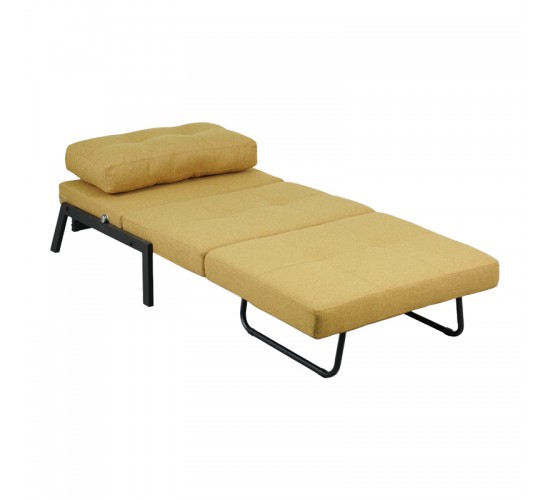 Πολυθρόνα-κρεβάτι Fancy ύφασμα σε κίτρινη απόχρωση με μαύρο πόδι 95x98x70εκ Υλικό: FABRIC - FOAM - METAL FRAME - METAL LEGS 024-000051