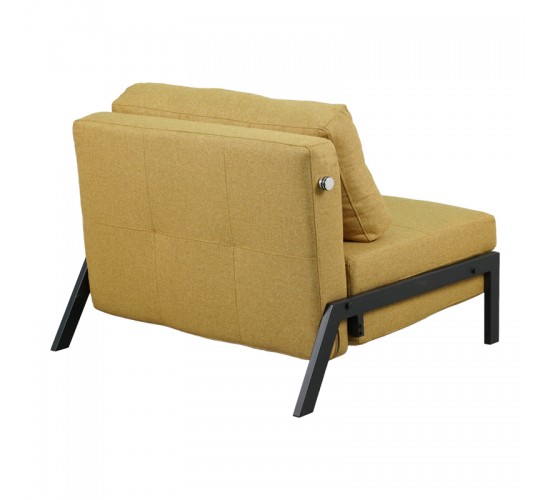 Πολυθρόνα-κρεβάτι Fancy ύφασμα σε κίτρινη απόχρωση με μαύρο πόδι 95x98x70εκ Υλικό: FABRIC - FOAM - METAL FRAME - METAL LEGS 024-000051