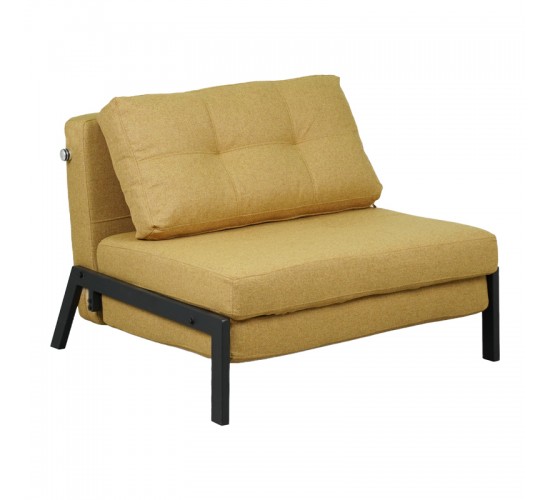 Πολυθρόνα-κρεβάτι Fancy ύφασμα σε κίτρινη απόχρωση με μαύρο πόδι 95x98x70εκ Υλικό: FABRIC - FOAM - METAL FRAME - METAL LEGS 024-000051