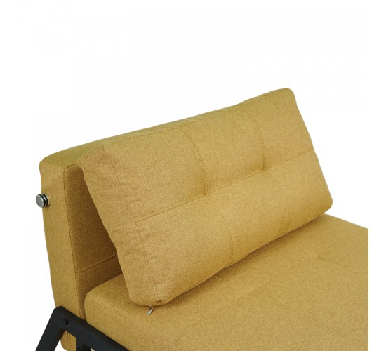 Πολυθρόνα-κρεβάτι Fancy ύφασμα σε κίτρινη απόχρωση με μαύρο πόδι 95x98x70εκ Υλικό: FABRIC - FOAM - METAL FRAME - METAL LEGS 024-000051