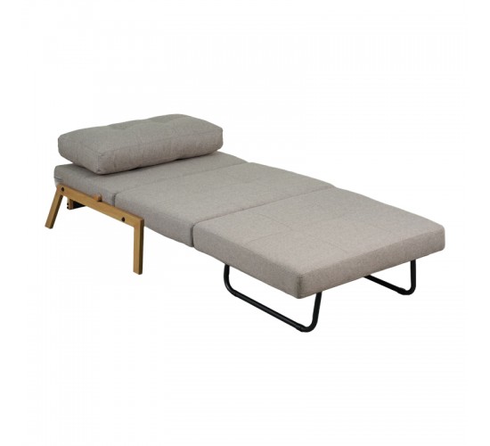 Πολυθρόνα-κρεβάτι Fancy ύφασμα σε μπεζ απόχρωση με φυσικό πόδι 95x98x70εκ Υλικό: FABRIC - FOAM - METAL FRAME - METAL LEGS 024-000052