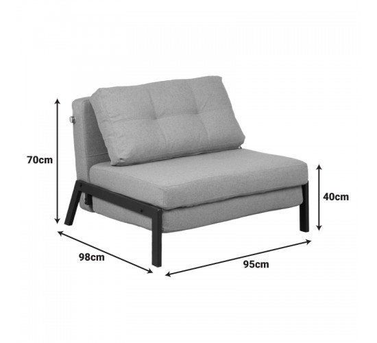 Πολυθρόνα-κρεβάτι Fancy ύφασμα σε μπεζ απόχρωση με φυσικό πόδι 95x98x70εκ Υλικό: FABRIC - FOAM - METAL FRAME - METAL LEGS 024-000052