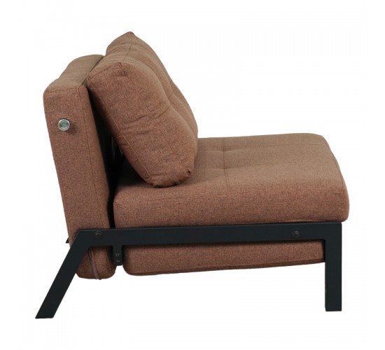 Πολυθρόνα-κρεβάτι Fancy ύφασμα σε απόχρωση καφέ με μαύρο πόδι 95x98x70εκ Υλικό: FABRIC - FOAM - METAL FRAME - METAL LEGS 024-000053