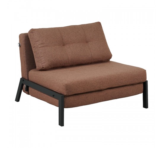 Πολυθρόνα-κρεβάτι Fancy ύφασμα σε απόχρωση καφέ με μαύρο πόδι 95x98x70εκ Υλικό: FABRIC - FOAM - METAL FRAME - METAL LEGS 024-000053