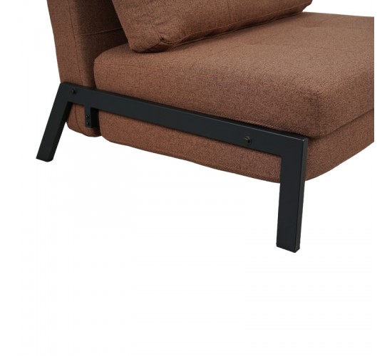 Πολυθρόνα-κρεβάτι Fancy ύφασμα σε απόχρωση καφέ με μαύρο πόδι 95x98x70εκ Υλικό: FABRIC - FOAM - METAL FRAME - METAL LEGS 024-000053