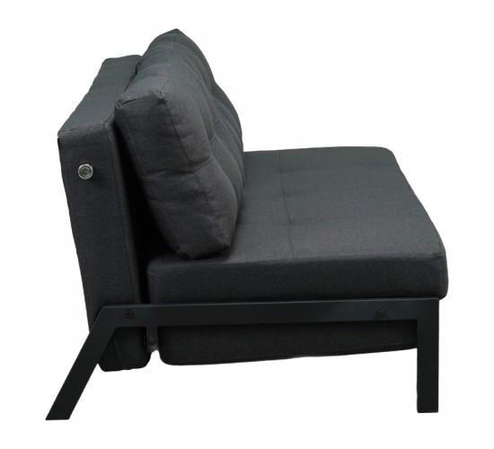 Καναπές 2θέσιος-κρεβάτι Fancy ύφασμα σε ανθρακί απόχρωση με μαύρο πόδι 150x92x77εκ Υλικό: FABRIC - FOAM - METAL FRAME - METAL LEGS 024-000054
