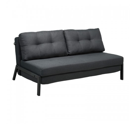 Καναπές 2θέσιος-κρεβάτι Fancy ύφασμα σε ανθρακί απόχρωση με μαύρο πόδι 150x92x77εκ Υλικό: FABRIC - FOAM - METAL FRAME - METAL LEGS 024-000054