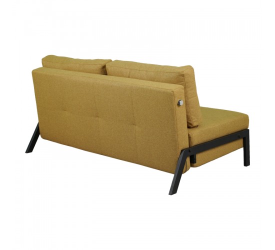 Καναπές 2θέσιος-κρεβάτι Fancy ύφασμα σε κίτρινη απόχρωση με μαύρο πόδι 150x92x77εκ Υλικό: FABRIC - FOAM - METAL FRAME - METAL LEGS 024-000055