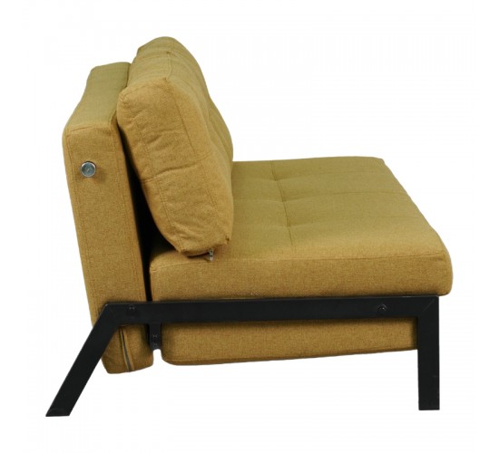 Καναπές 2θέσιος-κρεβάτι Fancy ύφασμα σε κίτρινη απόχρωση με μαύρο πόδι 150x92x77εκ Υλικό: FABRIC - FOAM - METAL FRAME - METAL LEGS 024-000055
