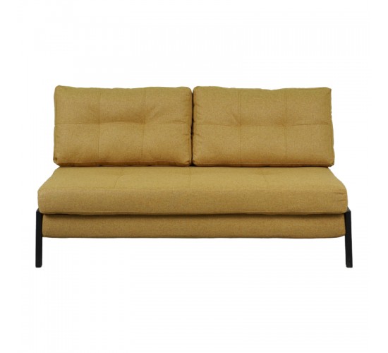Καναπές 2θέσιος-κρεβάτι Fancy ύφασμα σε κίτρινη απόχρωση με μαύρο πόδι 150x92x77εκ Υλικό: FABRIC - FOAM - METAL FRAME - METAL LEGS 024-000055
