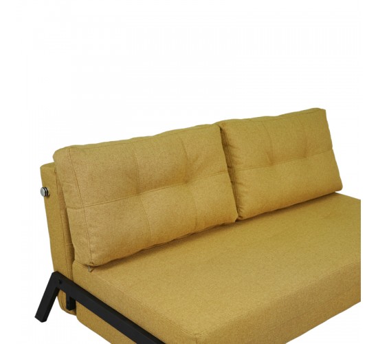 Καναπές 2θέσιος-κρεβάτι Fancy ύφασμα σε κίτρινη απόχρωση με μαύρο πόδι 150x92x77εκ Υλικό: FABRIC - FOAM - METAL FRAME - METAL LEGS 024-000055
