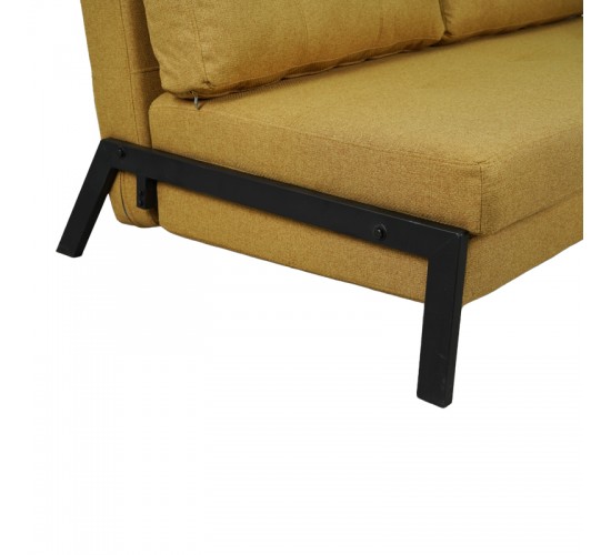 Καναπές 2θέσιος-κρεβάτι Fancy ύφασμα σε κίτρινη απόχρωση με μαύρο πόδι 150x92x77εκ Υλικό: FABRIC - FOAM - METAL FRAME - METAL LEGS 024-000055